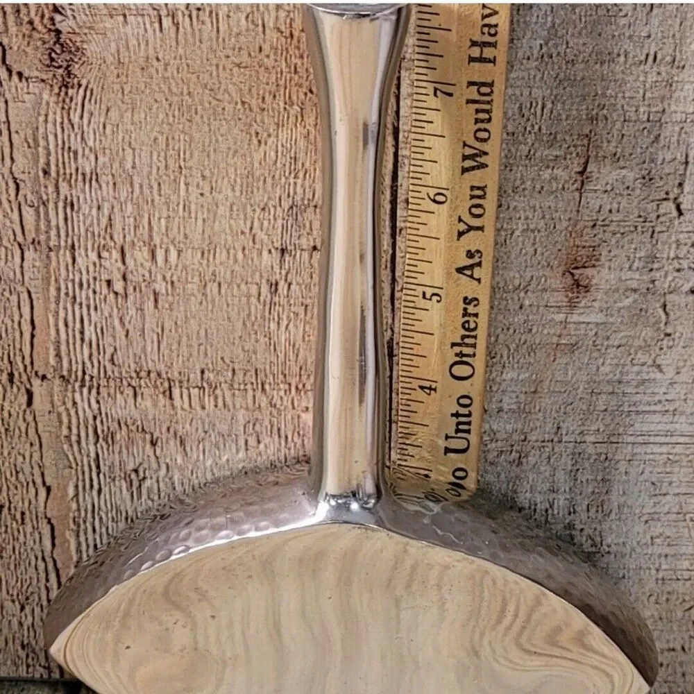 Chromed Metal Flower vase or Art, with hammered accents.